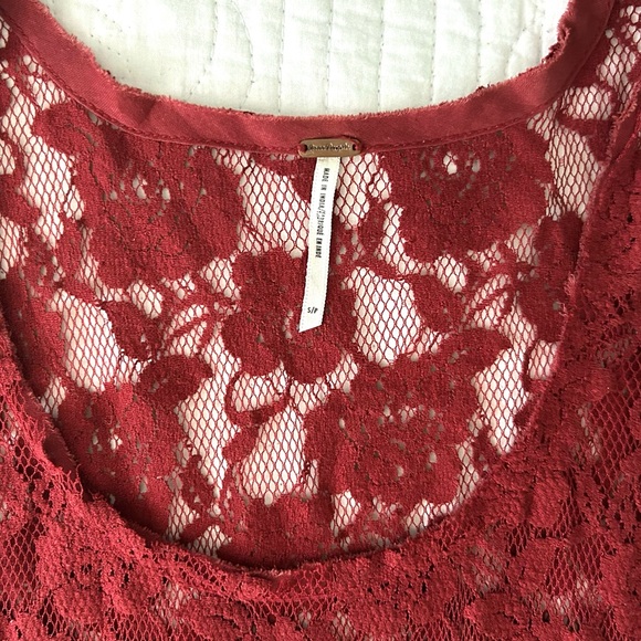 Free People Lace Slip Dress in Brown Red, Small - Picture 3 of 6